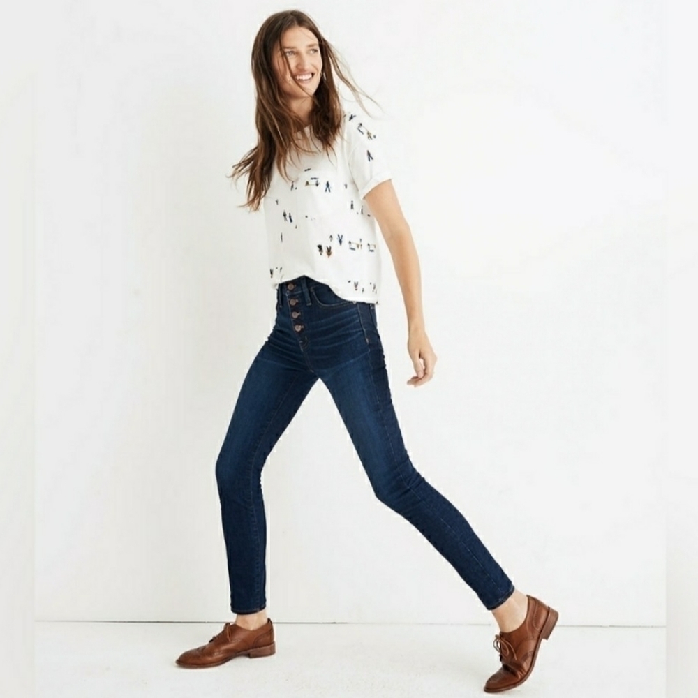 Madewell 9" Mid-Rise Skinny Jeans in Hayes Wash: Button-Front Edition, - Picture 2 of 11